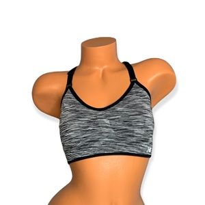 New Balance Womens Grey And Black Sports Bra Size Large